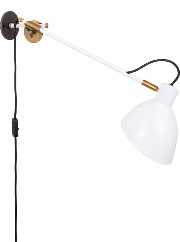 Konsthantverk Kh#1 Vägglampa 4002-4 Lång Arm Vit/Mässing