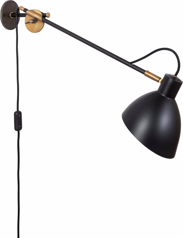 Konsthantverk Kh#1 Vägglampa 4002-8 Lång Arm Svart/Mässing