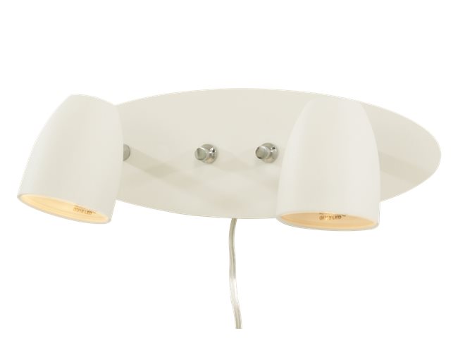 Aneta Lighting Sandnes vägglampa dubbel vit med dimmer