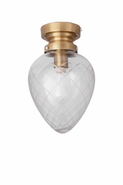 Globen Lighting Juni Takplafond Ip44, Antikmässing/Slipat Klarglas