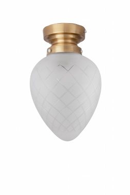 Globen Lighting Juni Takplafond Ip44, Antikmässing/Slipat Frostat Glas