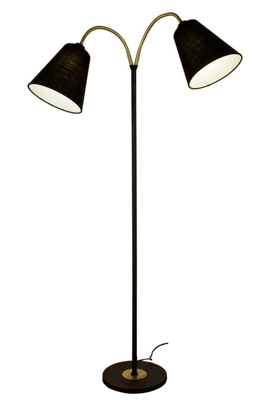 Aneta Lighting Ljusdal golvlampa 2-arm Svart/Mässing exkl Skärmar