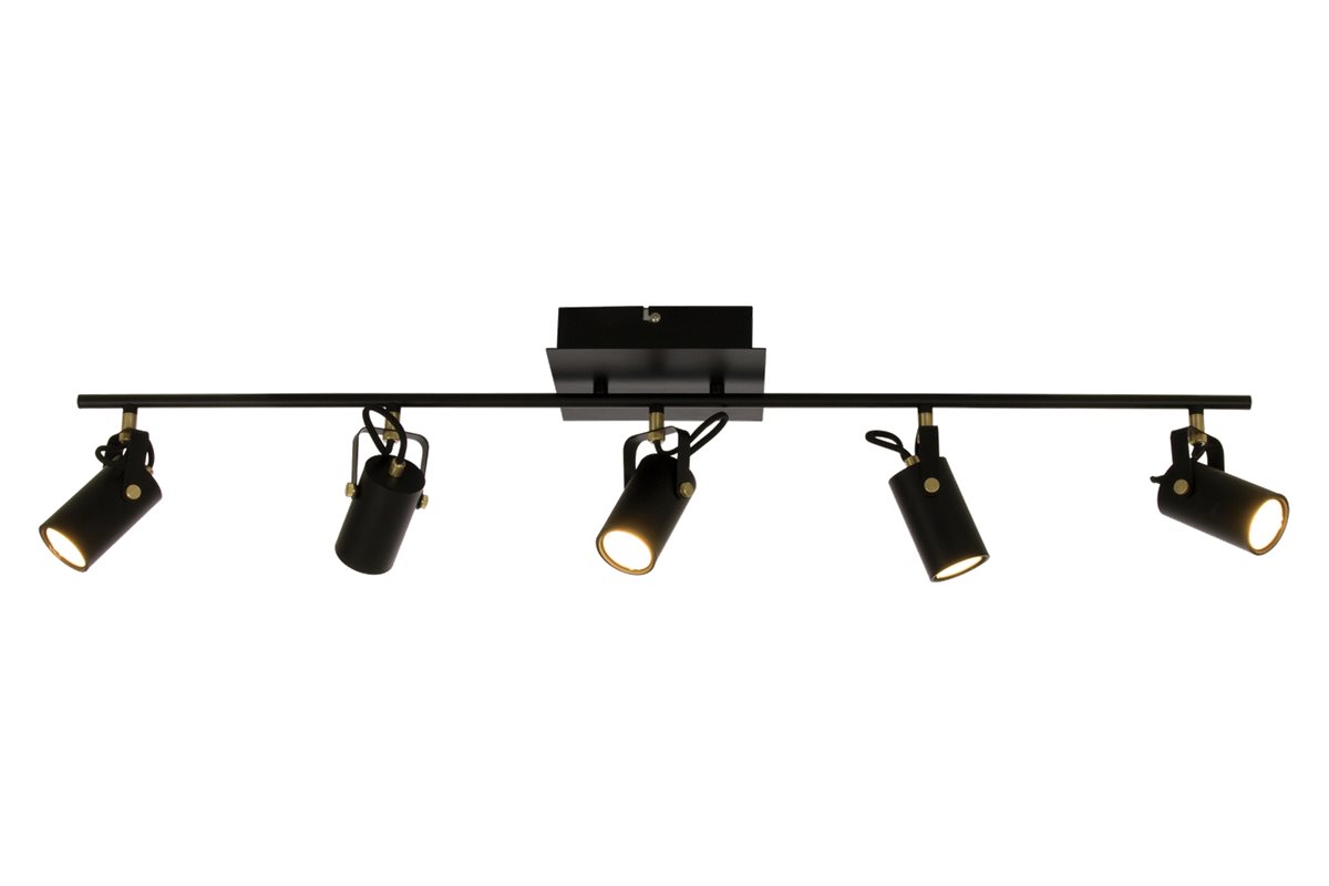 Aneta Lighting CILINDRO takspot 5:a rak, svart/matt mässing