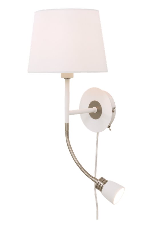 Aneta Lighting Eketorp vägglampa vit-stål med vit skärm