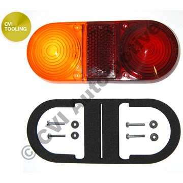 Baklampsglas med skruvar/tätning, 1800 (rött/orange)