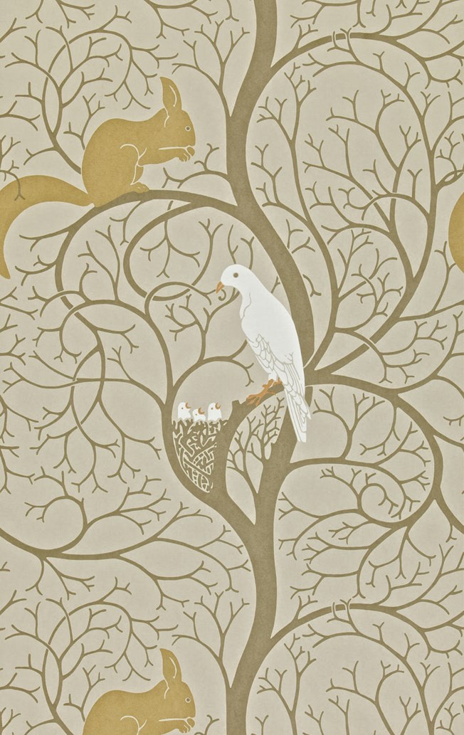 Sanderson Squirrel & Dove Linen/Ivory tapet