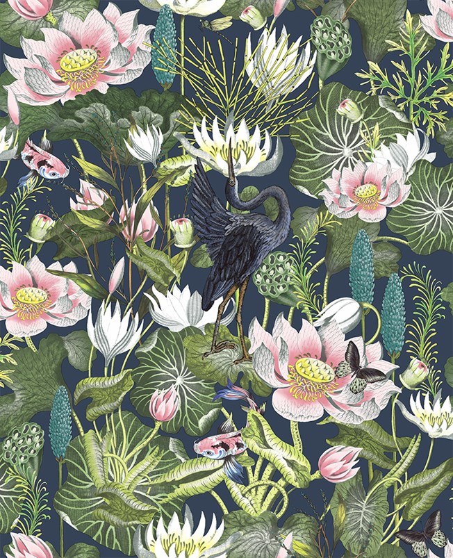 Midbec tapeter Wedgwood Waterlily Midnight