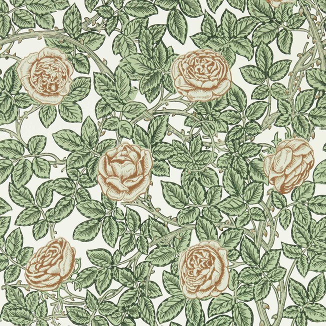 Morris & Co Rambling Rose Leafy Arbour/Pearwood tapet