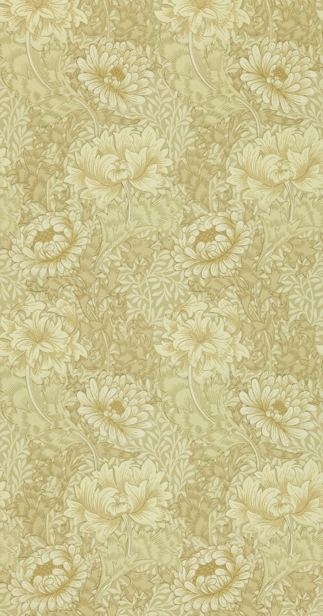 Morris & Co Chrysanthemum Ivory Canvas tapet