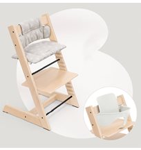 Stokke Tripp Trapp matstol i bok + dyna + babyset/bygel