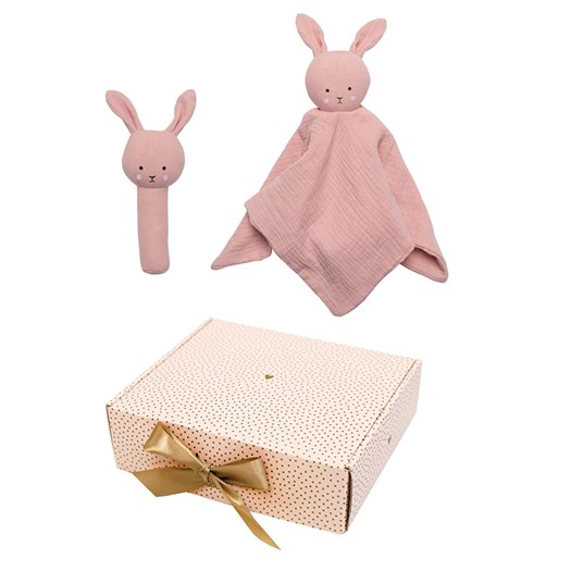 Jabadabado presentkit snuttefilt/skallra, bunny rosa