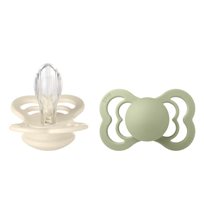 BIBS napp Supreme silikon 2-pack 6+ mån ivory/sage