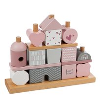 Label Label stapelleksak hus, rosa