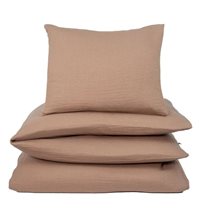 NG Baby påslakanset muslin brown, junior/vuxen