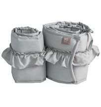 NG Baby spjälskydd 2 delar linne med volang, light grey