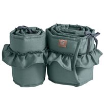 NG Baby spjälskydd 2 delar linne med volang, petrol green
