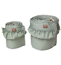 NG Baby spjälskydd 2 delar linne med volang, sage green