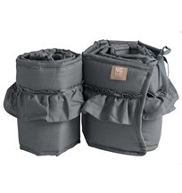 NG Baby spjälskydd 2 delar linne med volang, graphite grey