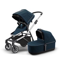 Thule Sleek duovagn, navy blue/silver chassi