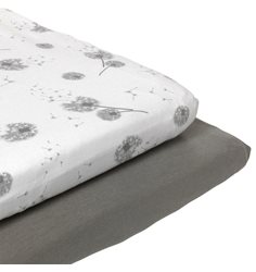 NG Baby underlakan jersey vagn/vagga 2-pack, grå/dandelion