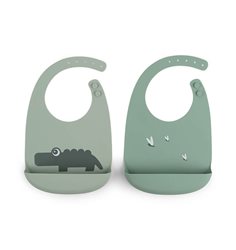 Done by Deer haklapp silikon Croco 2-pack, grön