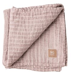 NG Baby linnefilt 100 x 100 cm, dusty pink/ivory rand