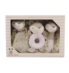 Carlobaby presentkit filt & leksaker, räv grå