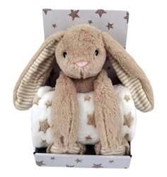 Carlobaby fleecefilt med gosedjur, kanin beige