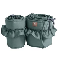 NG Baby spjälskydd 2 delar linne med volang, petrol green