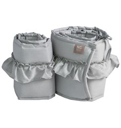 NG Baby spjälskydd 2 delar linne med volang, light grey