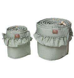 NG Baby spjälskydd 2 delar linne med volang, sage green