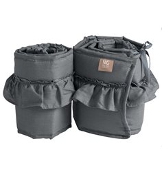 NG Baby spjälskydd 2 delar linne med volang, graphite grey