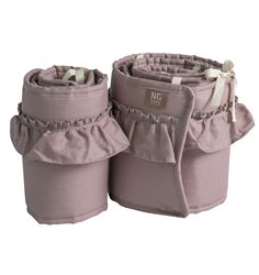 NG Baby spjälskydd 2 delar linne med volang, dusty pink