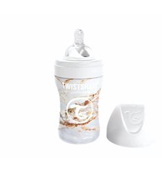 Twistshake Anti-Colic rostfri flaska 260 ml, marble vit