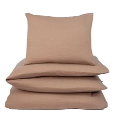 NG Baby påslakanset muslin brown, junior/vuxen