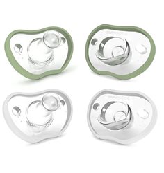 Nanobebe Flexy Napp Silikon 0-3 mån 4-pack, vit/ljusgrön