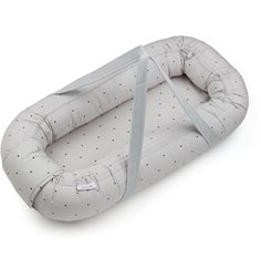 Liewood babynest Gro, classic dot dumbo grey