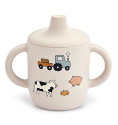 Liewood drickpipsmugg spillfri Neil silikon, bondgård/sand