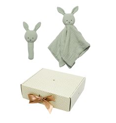 Jabadabado presentkit snuttefilt/skallra, bunny grön