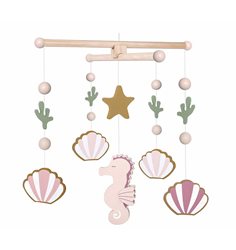 Jabadabado trämobil sjöhäst, natur/rosa