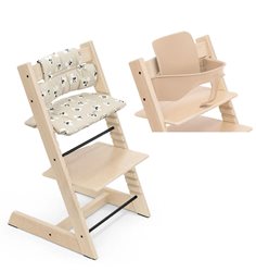 Stokke Tripp Trapp matstol i bok + dyna + babyset/bygel