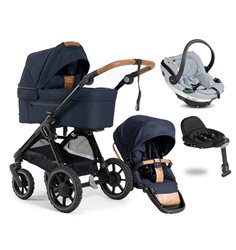 Emmaljunga Sento Pro Outdoor duovagn Ergo+ Go Beyond babyskydd + bas
