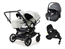 Emmaljunga Double Sento duovagn + Maxi-Cosi Pebble 360 Pro 2 babyskydd + bas