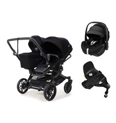 Emmaljunga Double Sento duovagn + Maxi-Cosi Pebble 360 Pro 2 babyskydd + bas