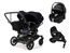 Emmaljunga Double Sento duovagn + Maxi-Cosi Pebble 360 Pro 2 babyskydd + bas