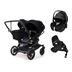 Emmaljunga Double Sento duovagn + Maxi-Cosi Pebble 360 Pro 2 babyskydd + bas