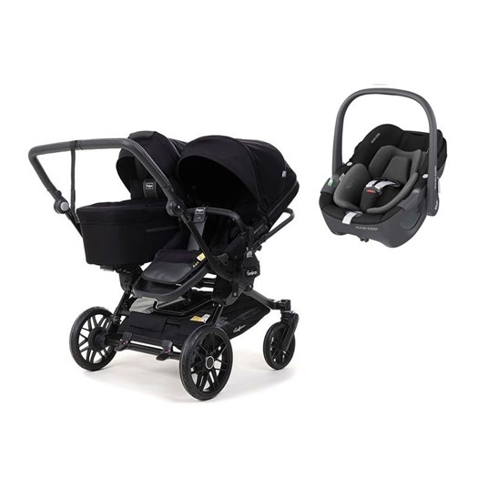 Emmaljunga Double Sento duovagn + Maxi-Cosi Pebble 360 babyskydd