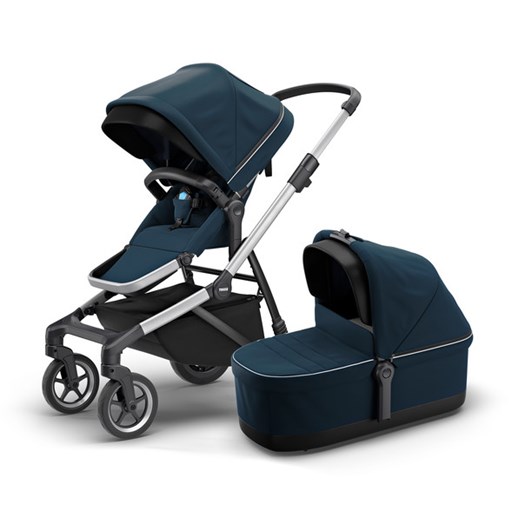 Thule Sleek duovagn, navy blue/silver chassi