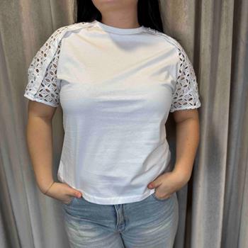 T-shirt med Broderade Ärmar