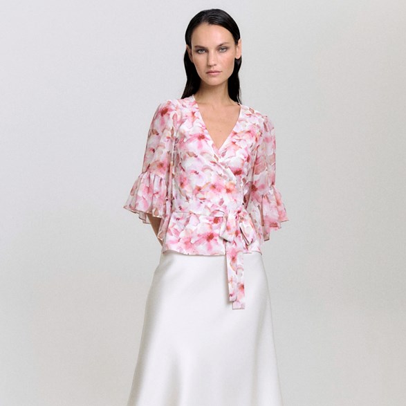 Hallie top coral florals